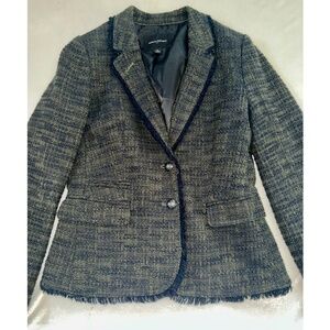 BR tweed fringe trim blazer 8